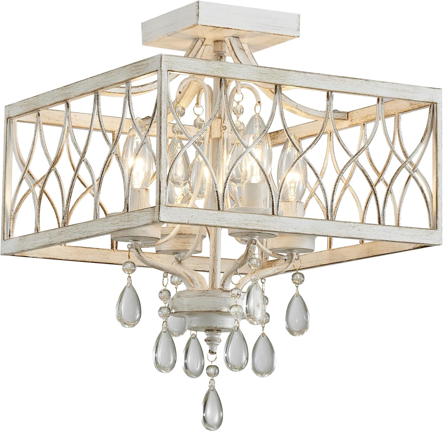 Crystal Semi Flush Mount Ceiling Light for Modern Home Decor