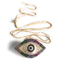 Lariat Necklace with Big Evil Eye Pendant - Adjustable 40in Length