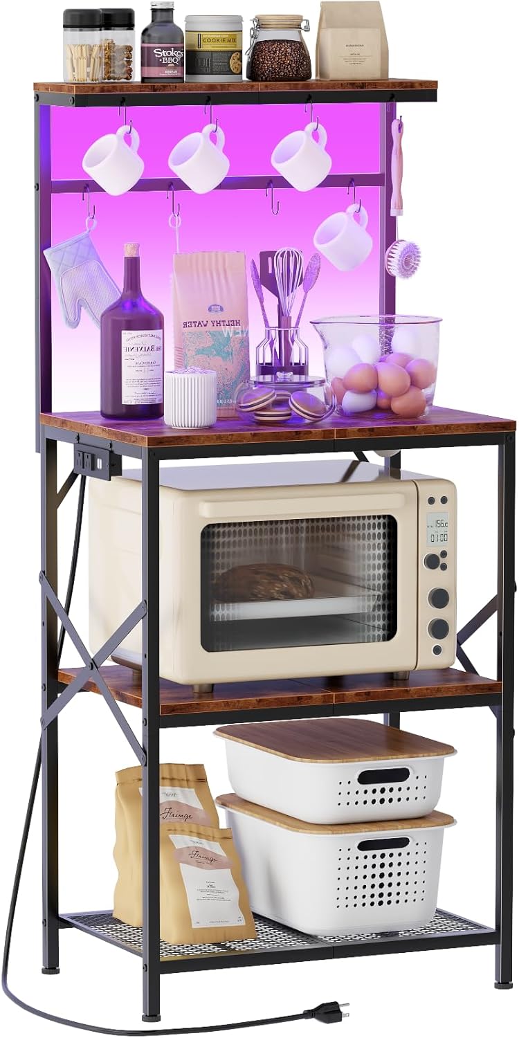 Rustic Brown Coffee Station with Power & Storage