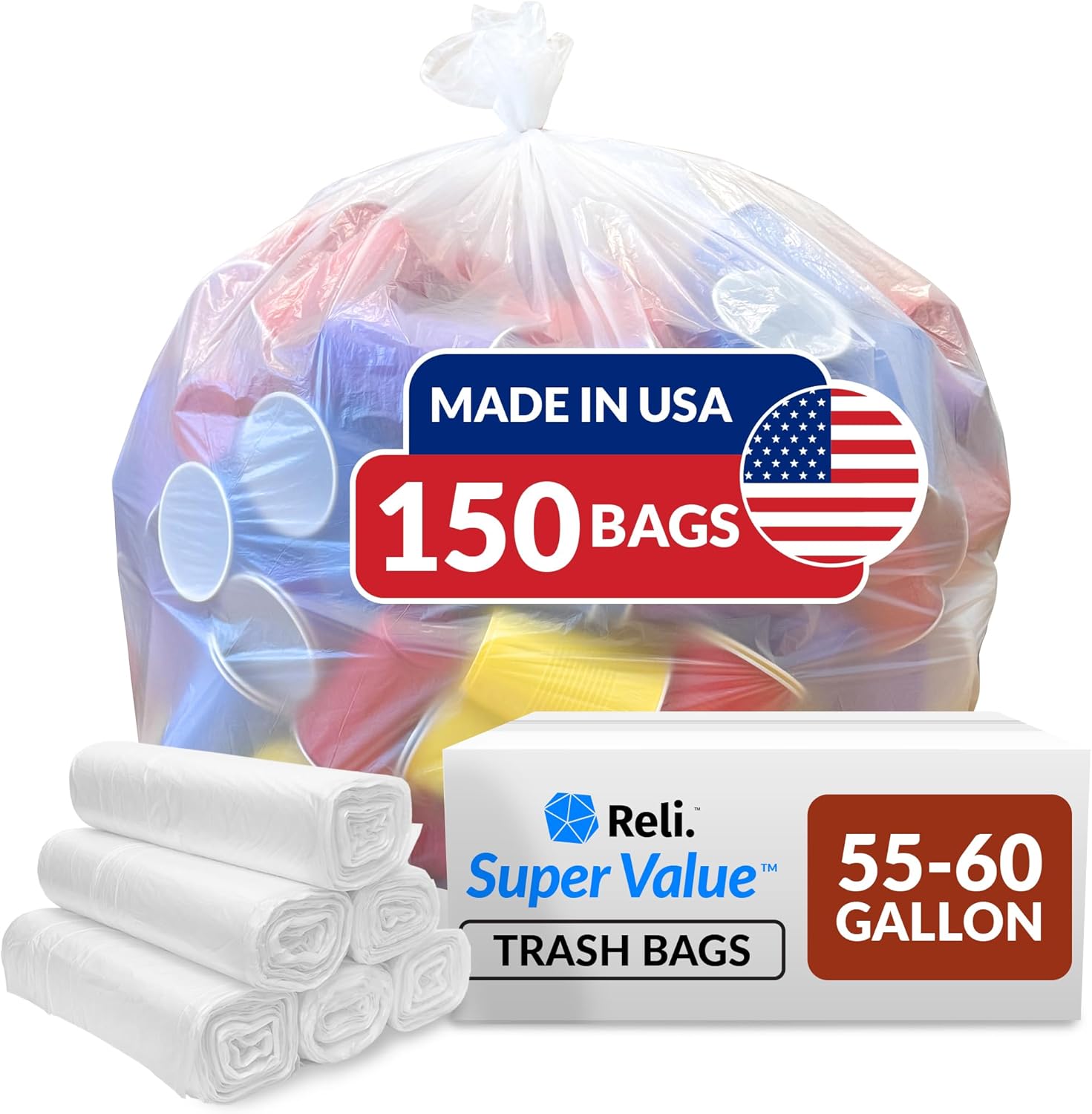 Reli. Easy Grab Trash Bags for Heavy Duty Clean Up Needs