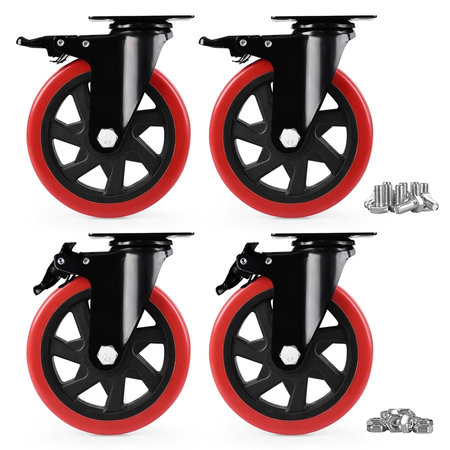 Heavy Duty 6 Inch Caster Wheels Set for Furniture and Cart