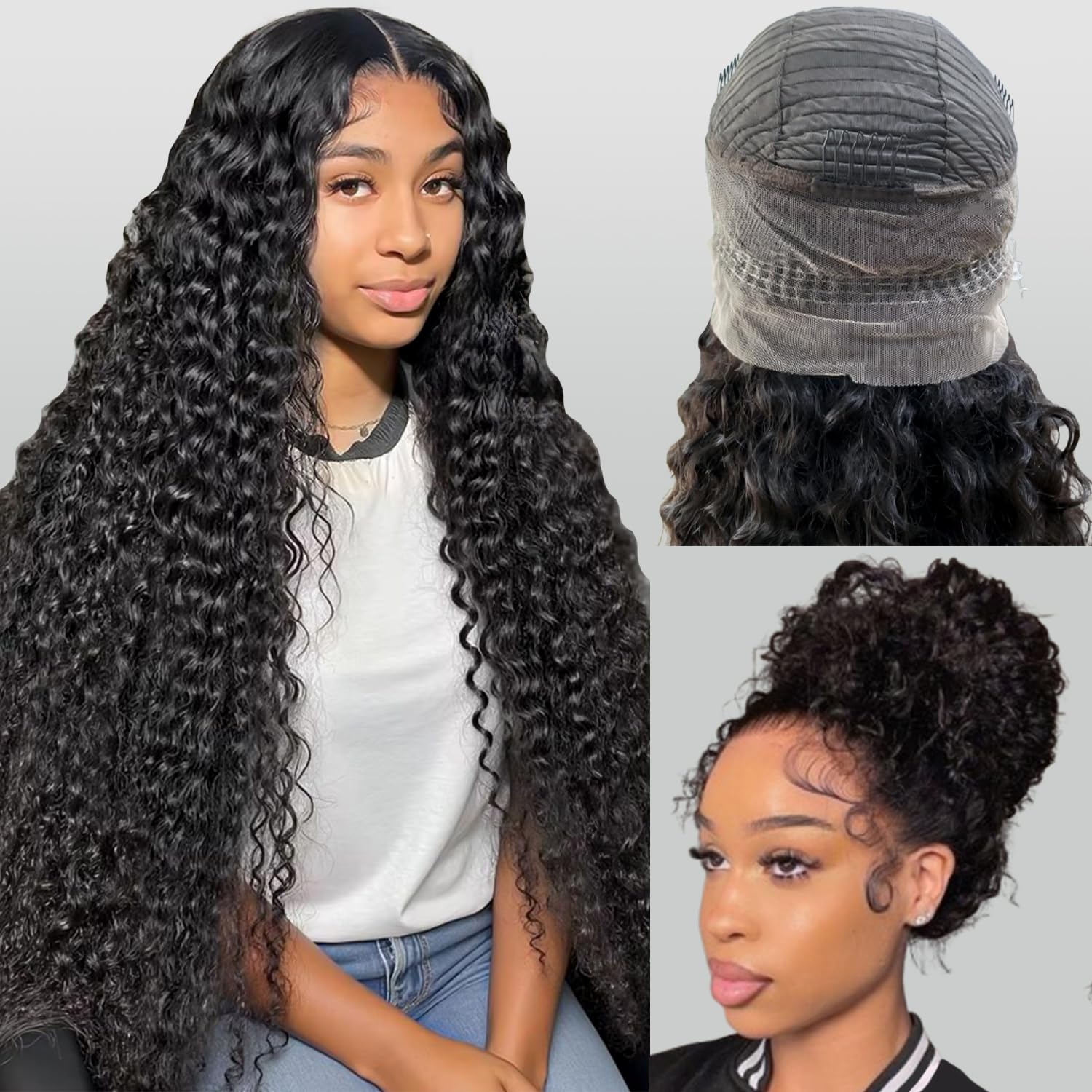 360 Glueless Drawstring Wig Human Hair 30 Inch Water Wave Style