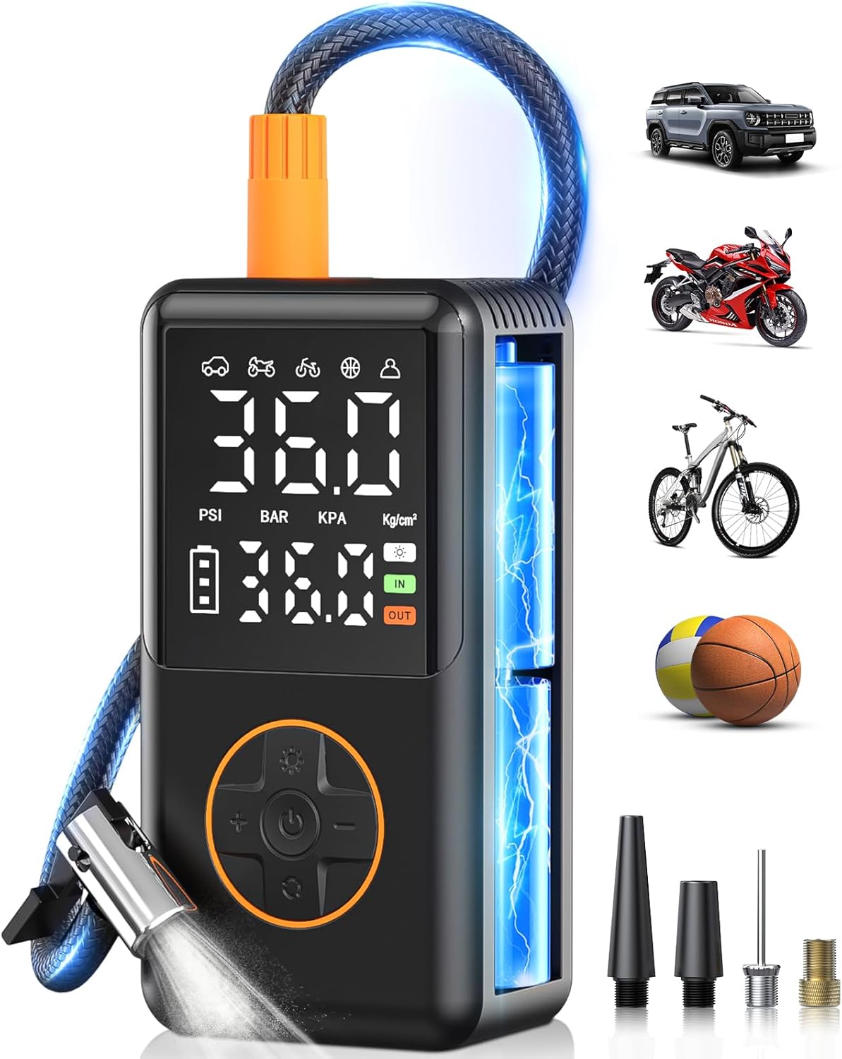 NUSTE Dual Screen Tire Inflator - 150 PSI Cordless Power