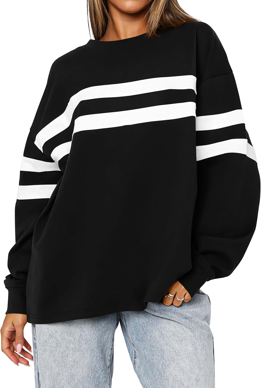 Trendy Striped Oversized Sweatshirt for Women in Fall 2025
