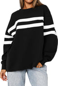 Striped Oversized Sweatshirt Women - Cozy Fall Crewneck Top