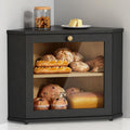Corner Bread Box for Kitchen Countertop - Space-Saving Two Layer Bread