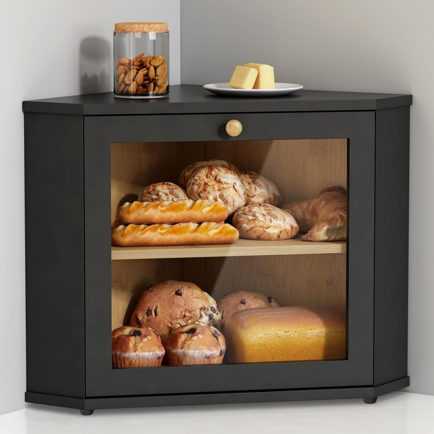 Corner Bread Box for Kitchen Countertop - Stylish Storage Solution