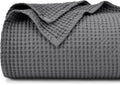 Queen Size Cotton Waffle Blanket Charcoal - Lightweight, Snag-Proof