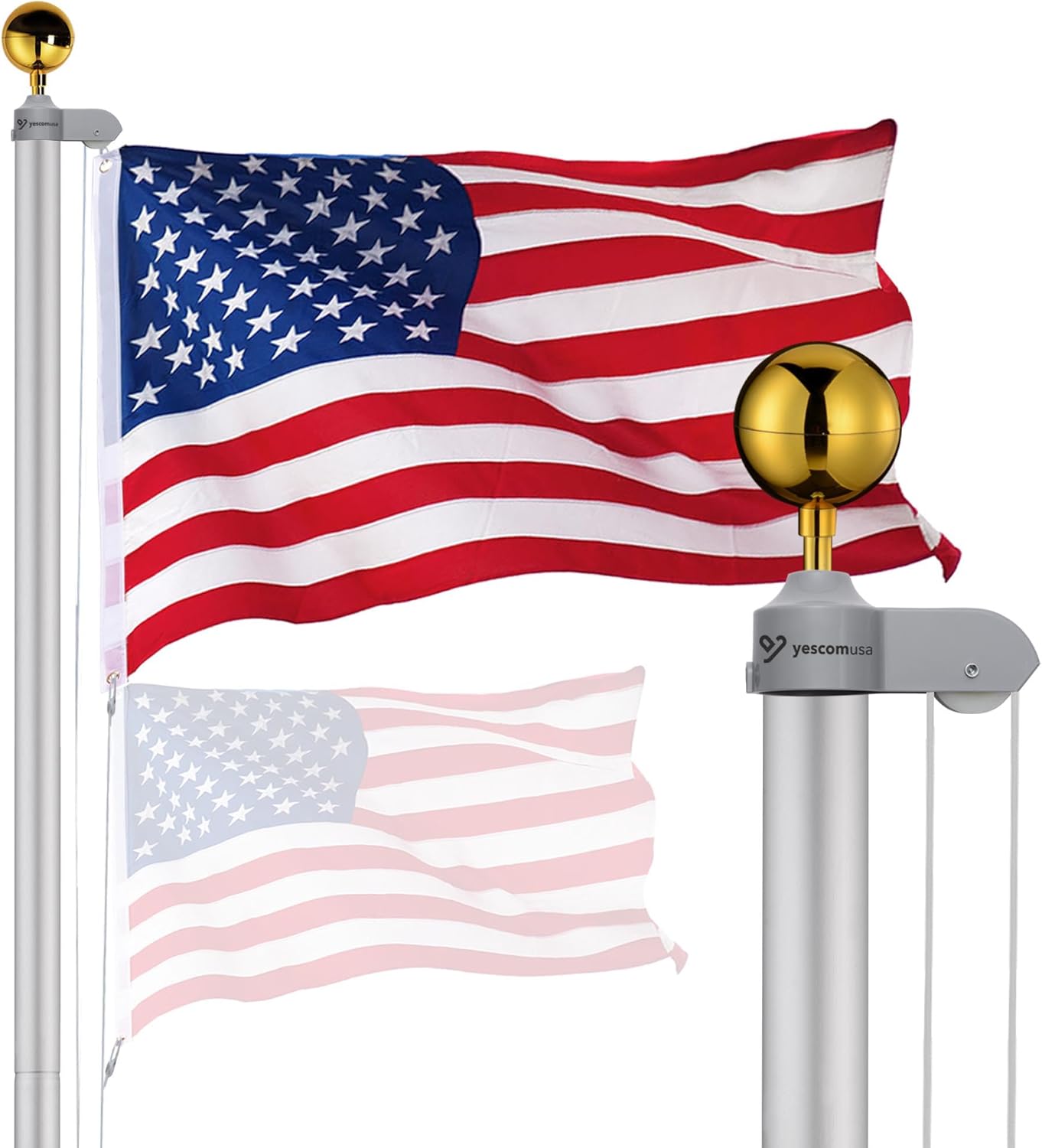 Yescom Bravery 20ft Sectional Flag Pole Kit for Your Home