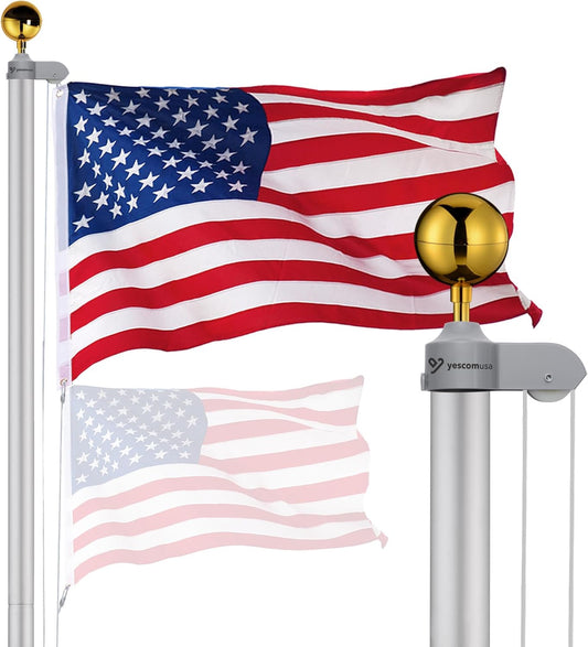 Yescom Bravery 20ft Sectional Flag Pole Kit for Your Home