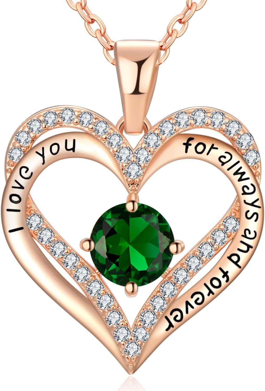 18K Rose Gold Heart Necklace for Women Birthday Gifts Jewelry