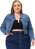 uxcell Women's Plus Size Cropped Denim Jacket - Comfortable Fit Shoes