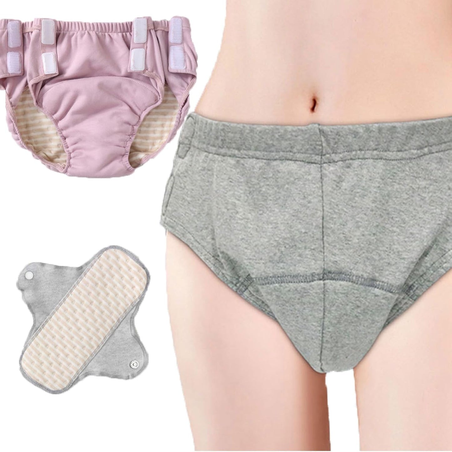 Leakproof Adult Cloth Diapers for Incontinence - Pink XL