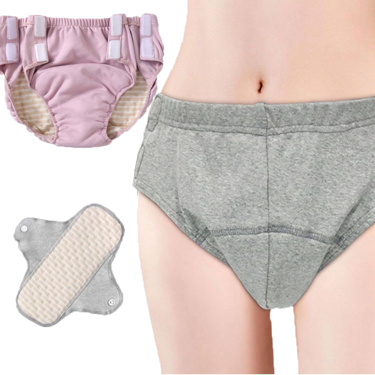 Leakproof Adult Cloth Diapers for Incontinence - Pink XL
