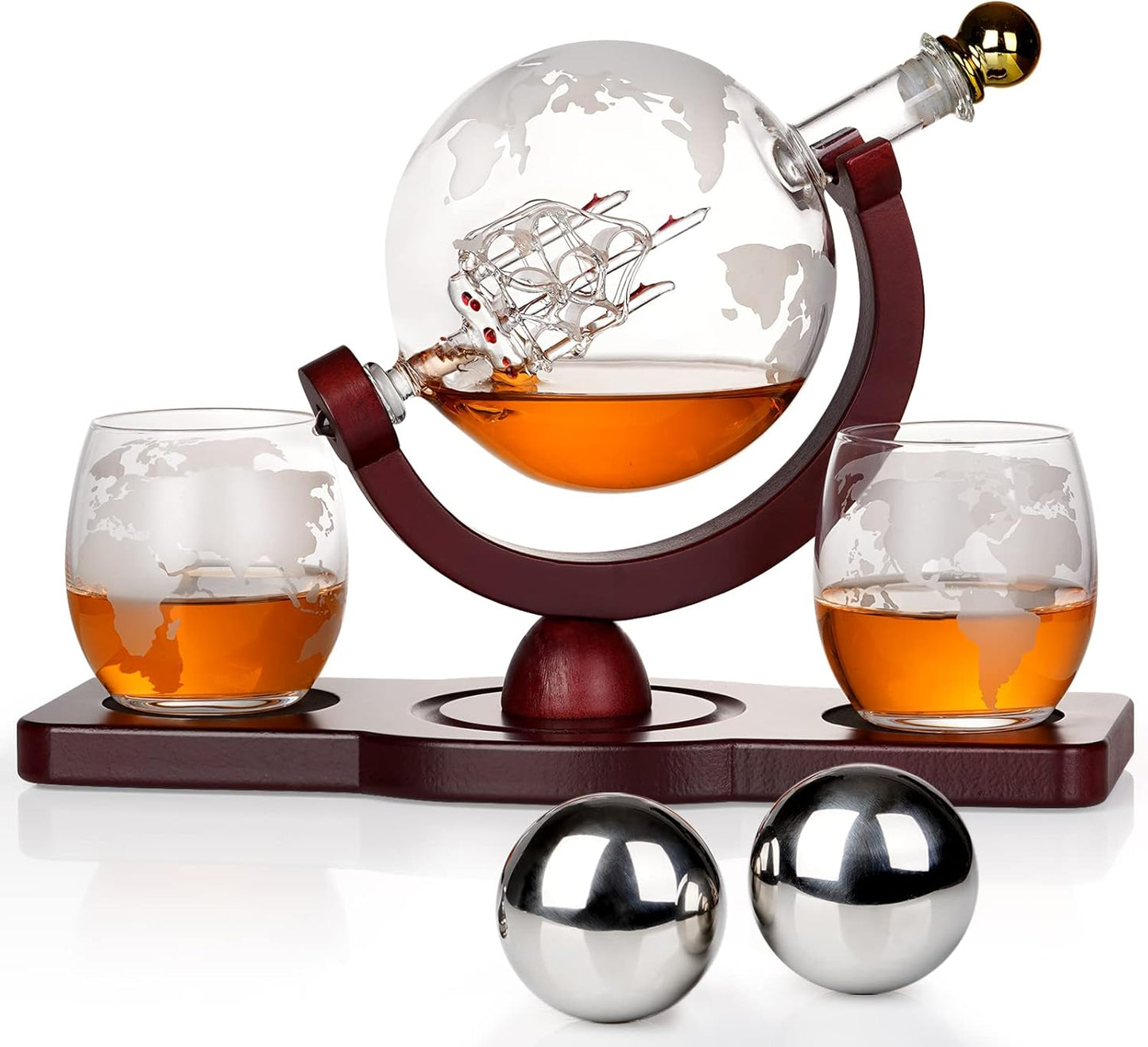 PONPUR Whiskey Globe Decanter Set - Perfect Gift for Him