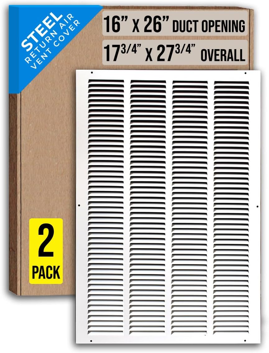 Steel Return Air Grille for 16x26 Duct Opening - 2 Pack