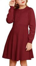 Girl Long Sleeve Sweater Dress Ruffle Button Front - Cozy Fall Dress