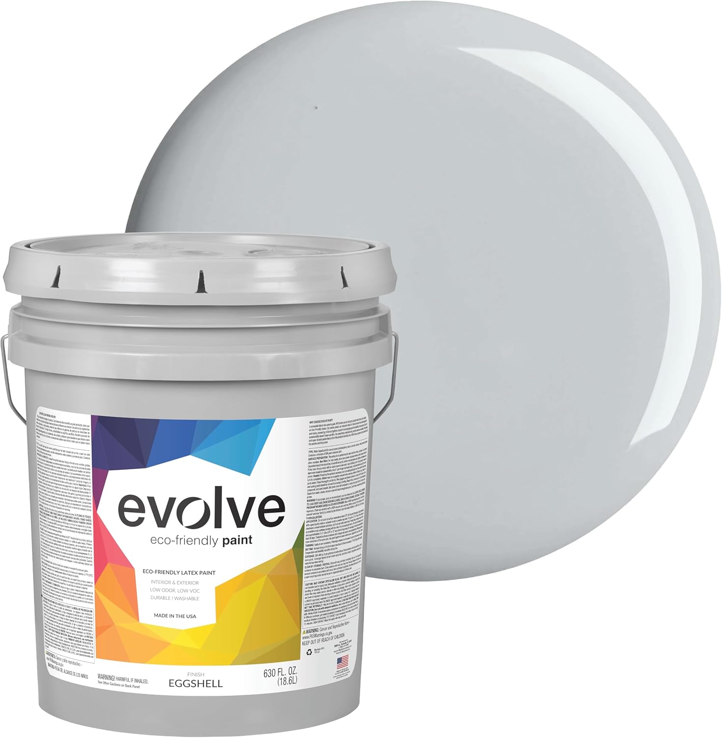 EVOLVE Paint & Primer: Eco-Friendly Low Sheen Silver Gray 5-Gal