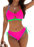Womens Cheeky Two Piece Bikini Set - Curvy Cutout String Swim