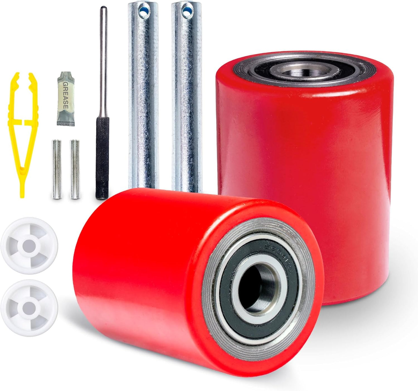 Pallet Jack Load Wheels Full Set with Axles and Rollers Red