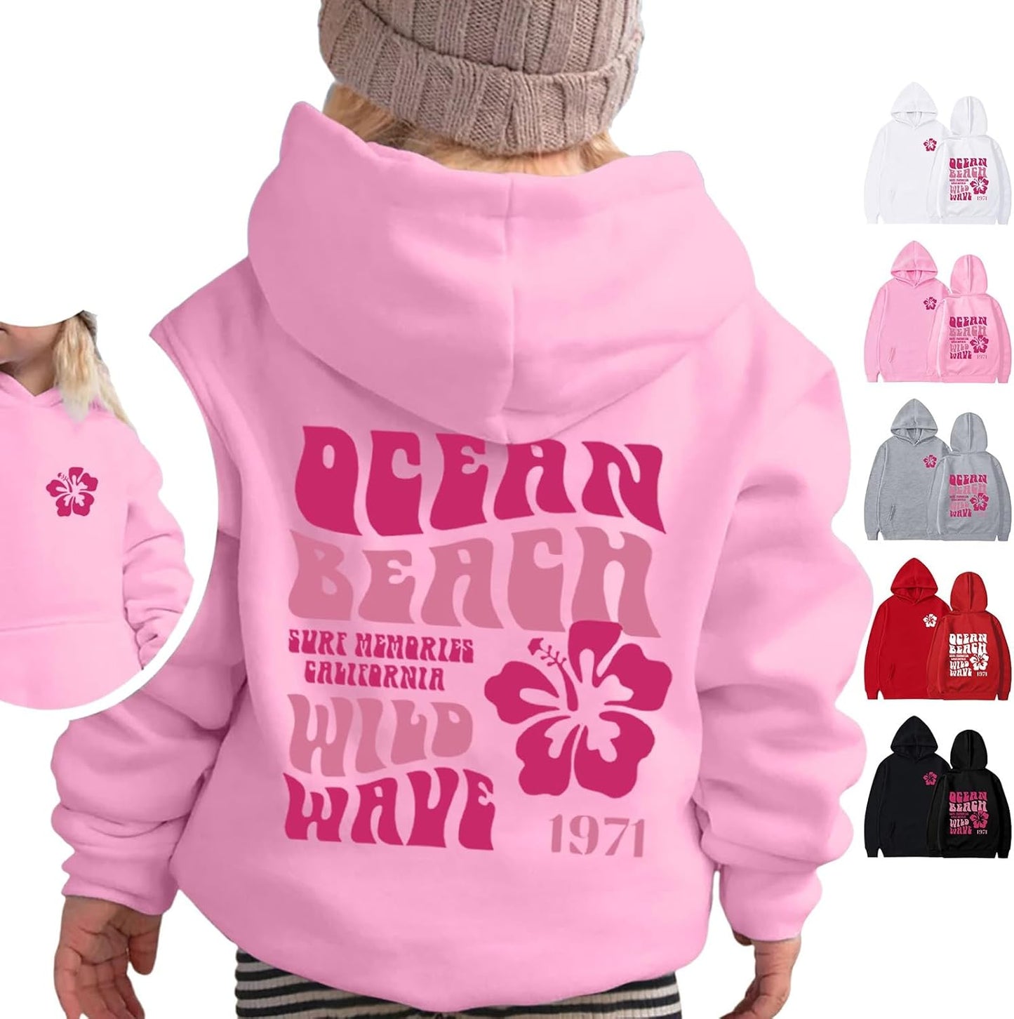 Cute Oversized Pink Palm Puff Sweatshirt for Kids