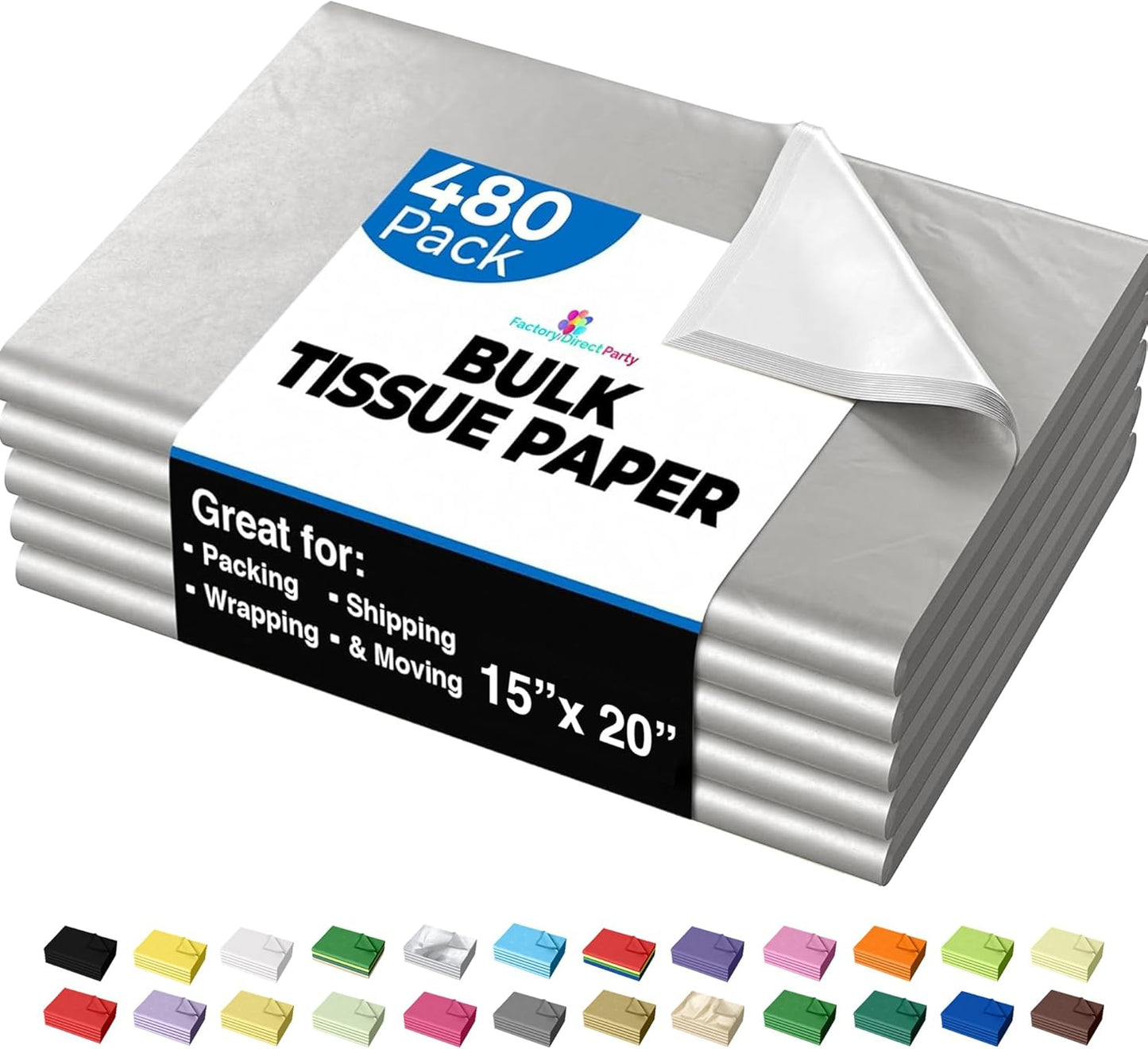 Silver Tissue Paper for Gift Bags - 480 Sheets of Quality Bulk