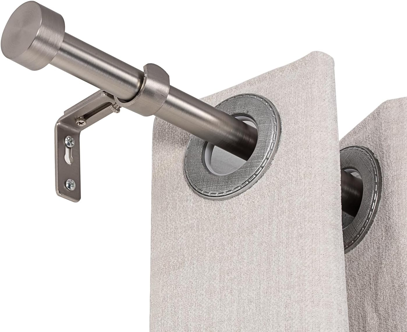 Adjustable 1 Inch Metal Curtain Rod - Stylish Satin Nickel Finish