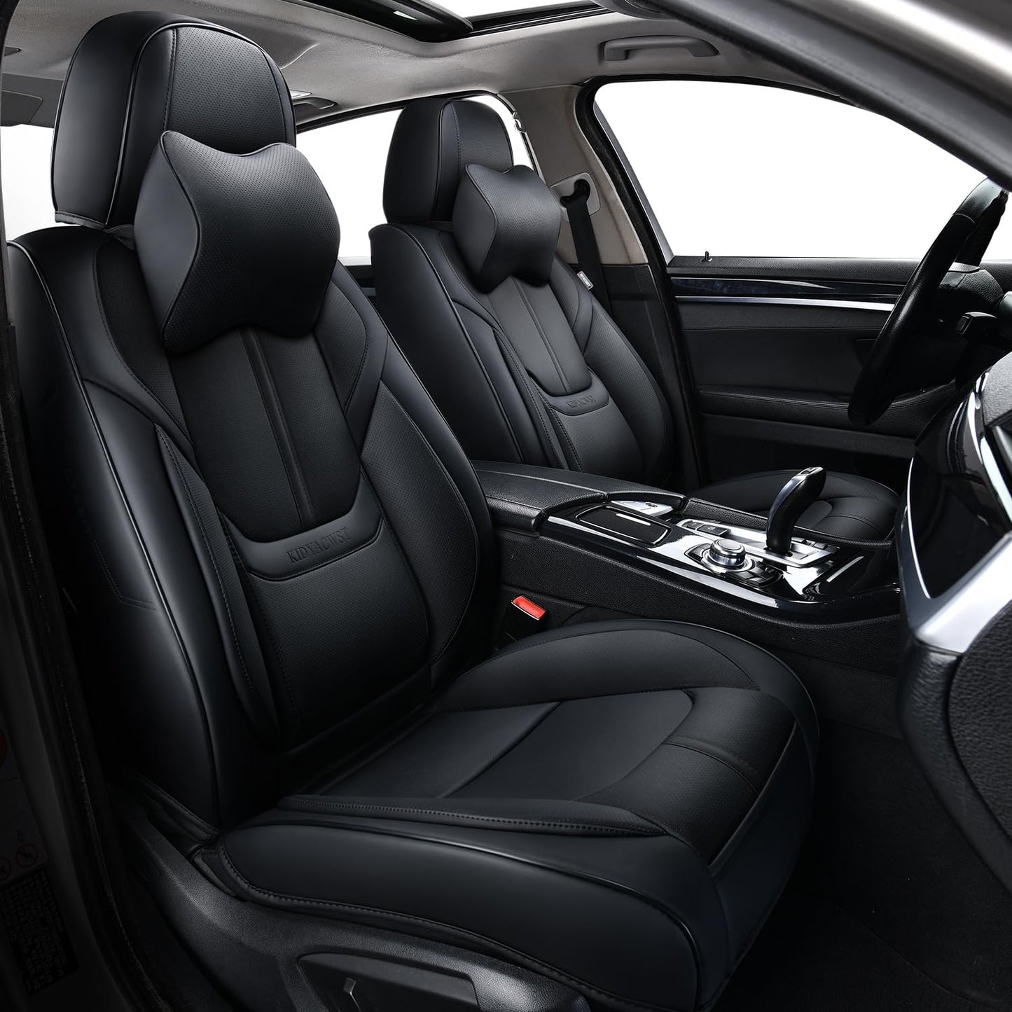 Universal Fit Leather Car Seat Covers for Front Seats - Black