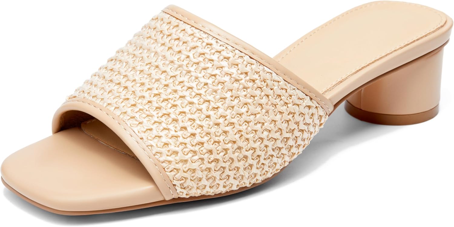 Coutgo Womens Slide Sandals with Chunky Heels for Summer