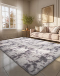 Ophanie 6x9 Tie-Dyed Grey White Shag Area Rug - Ultra Soft Plush