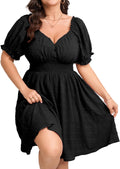 SCOMCHIC Plus Size Summer Dress - Smocked Sweetheart Mini Dress