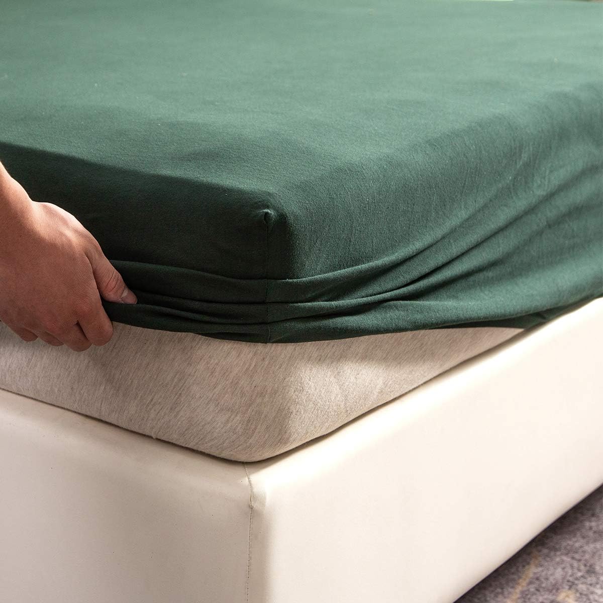 PURE ERA Jersey Knit Cotton Fitted Bottom Sheet for Queen Size