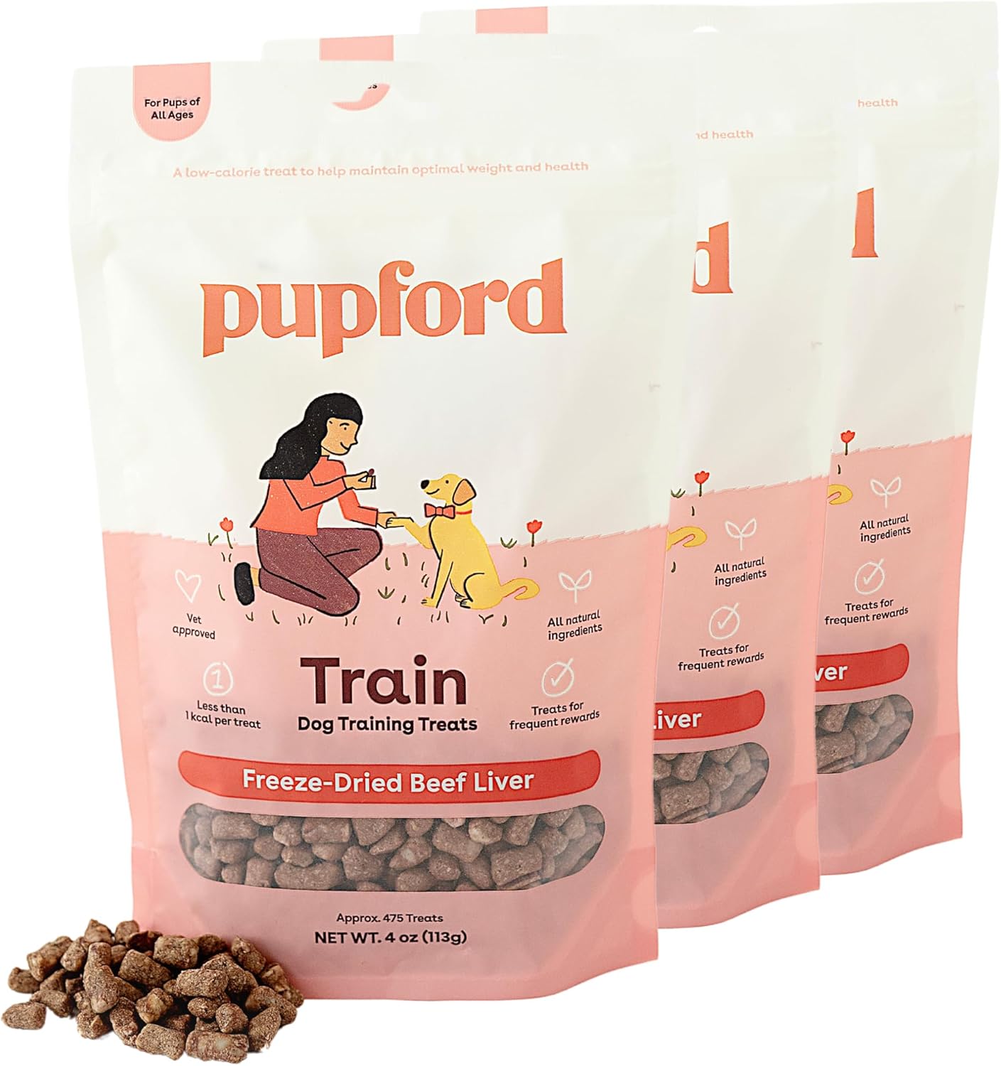 Pupford Freeze Dried Training Treats for Dogs & Puppies, 3 Pack