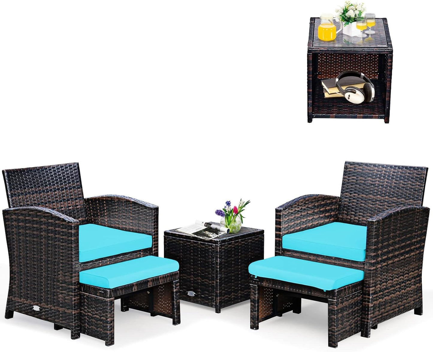 5-Piece Patio Rattan Furniture Set for Outdoor Comfort