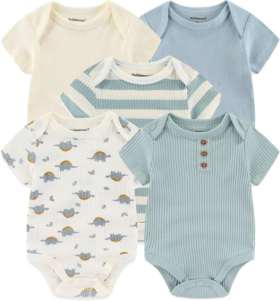 Kiddiezoom 5-Pack Cotton Baby Bodysuits Set