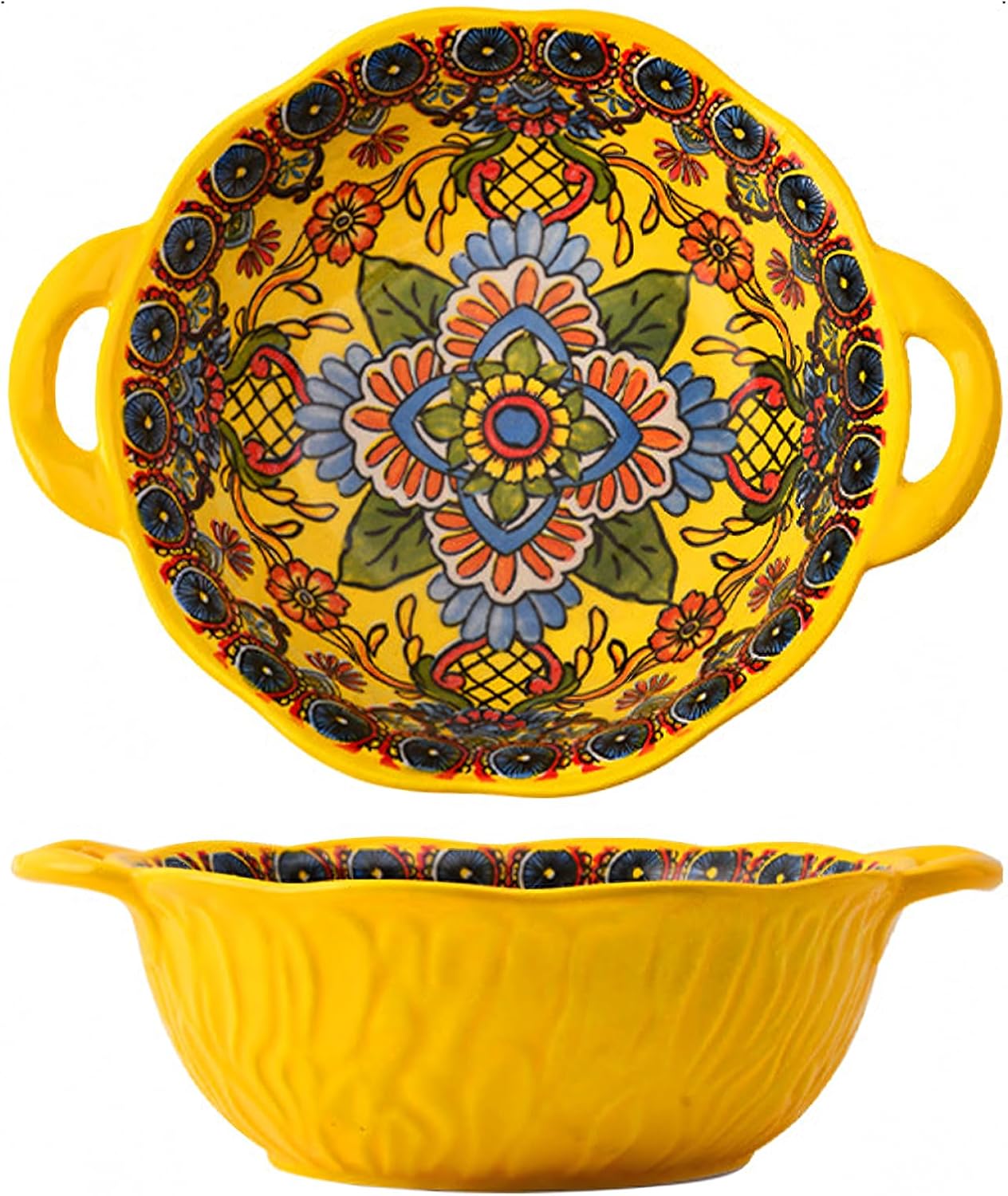 Boho Ceramic Serving Bowls with Handles for Entertaining Needs