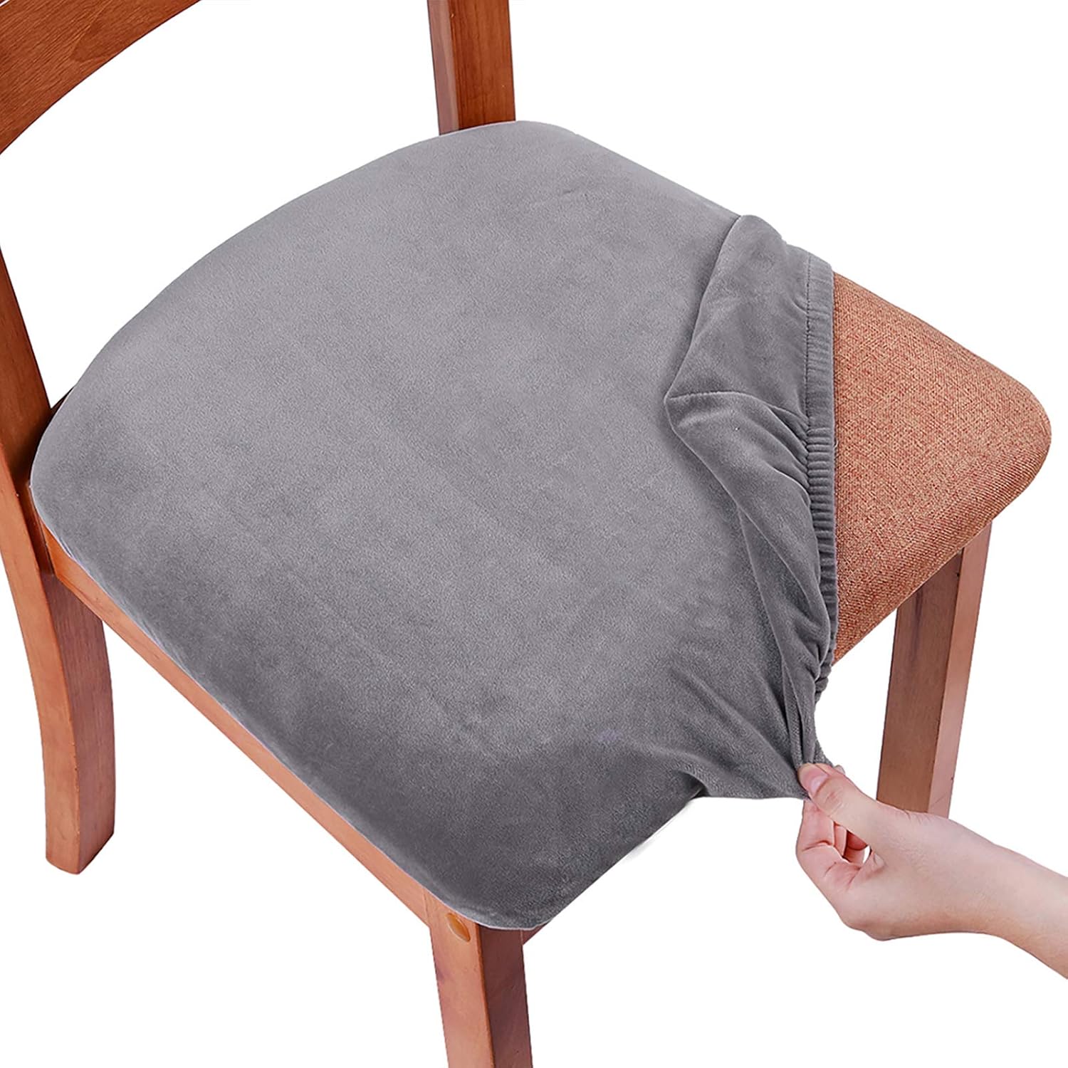 Smiry Velvet Seat Covers for Dining Room Chairs Set of 6