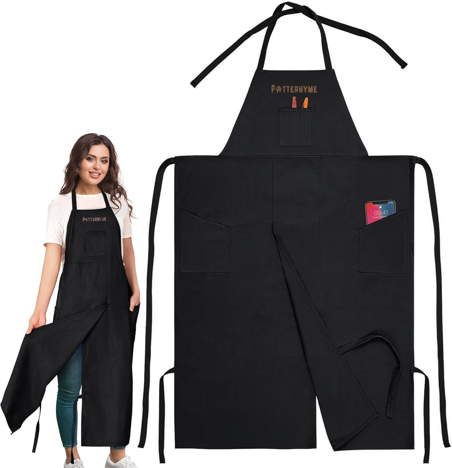 Full Coverage Pottery Apron with Split Leg Design for Artists