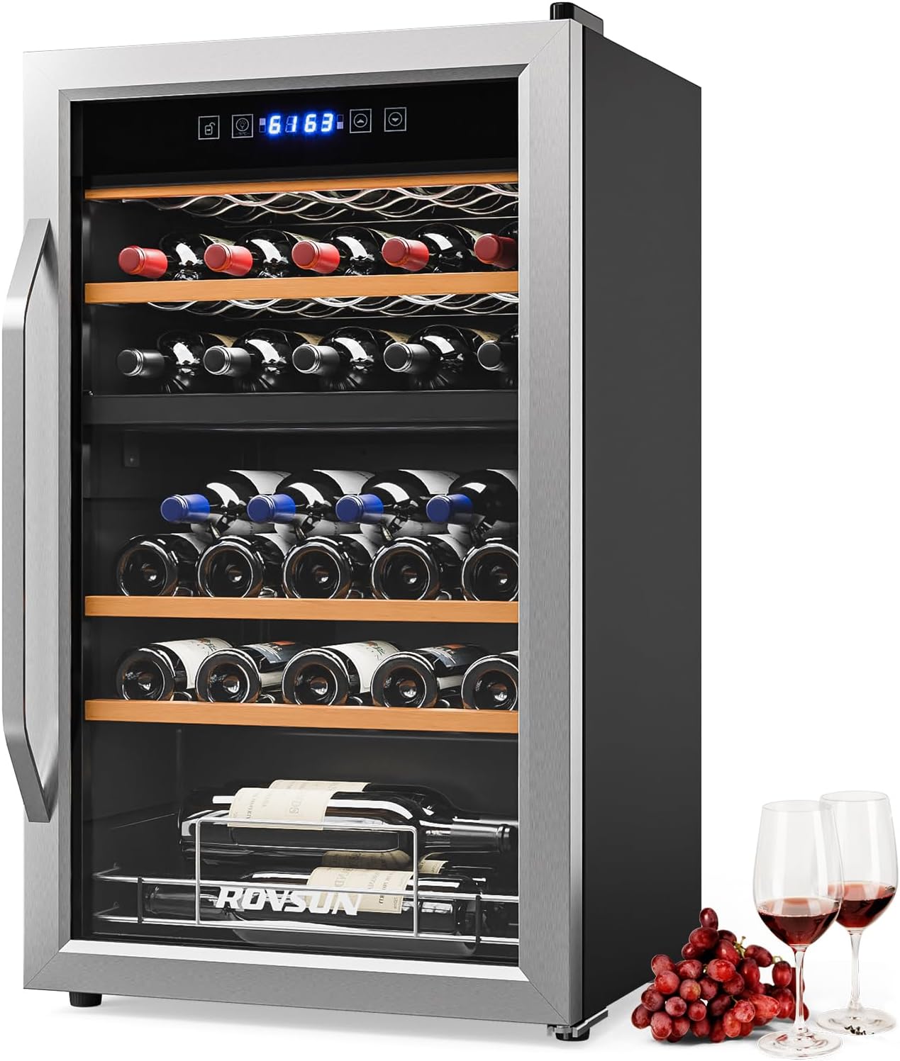 ROVSUN Dual Zone Beverage Cooler Refrigerator for 33 Bottles