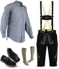 Authentic Bavarian Lederhosen 4 Piece Set for Men - Complete