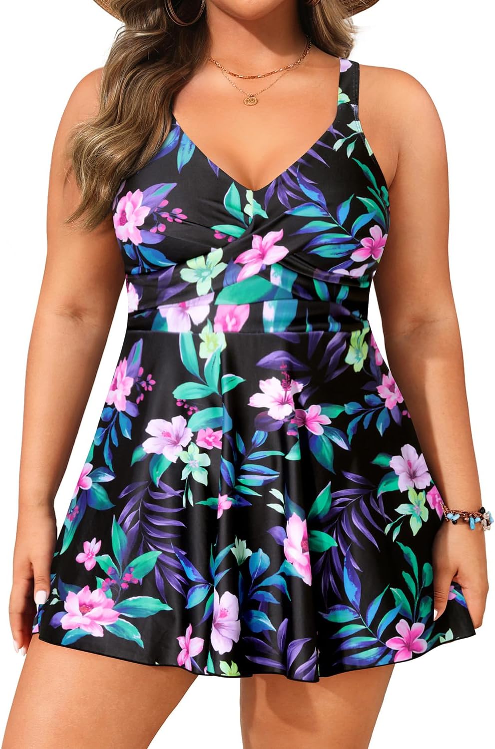 Aqua Eve Plus Size Swim Dress - Flattering Two Piece Tankini
