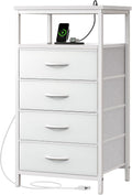 Huuger Night Stand with Charging Station - Tall 5-Drawer Nightstand