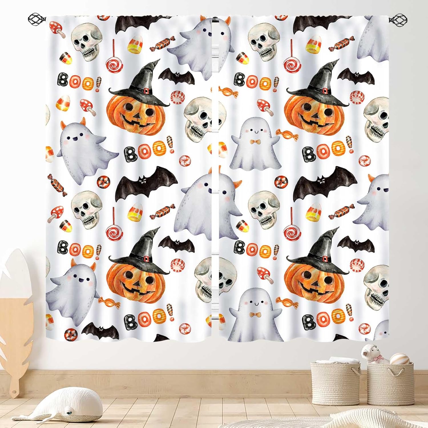 Spooky Chic Halloween Curtains 42x45 by TKUYO