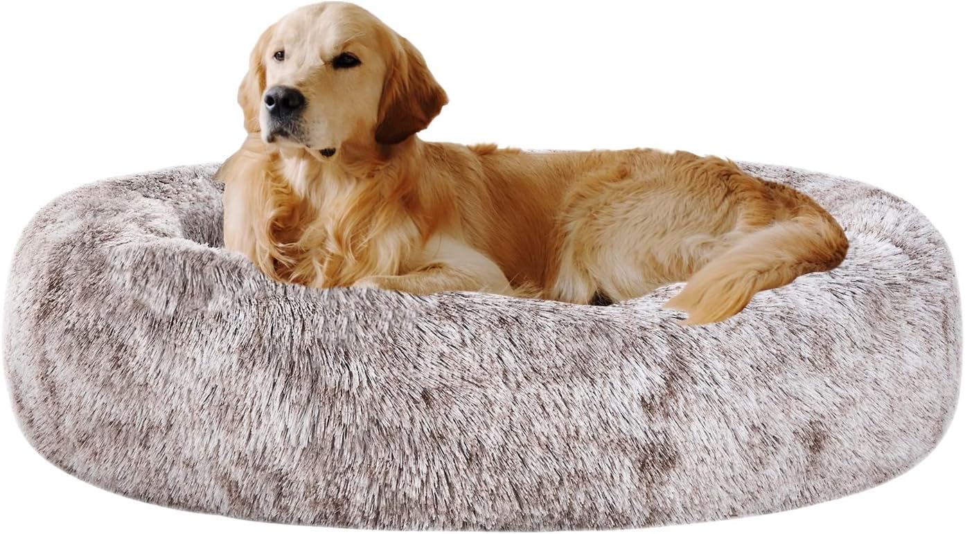 Coohom Oval Calming Donut Cuddler Dog Bed for Medium Dogs