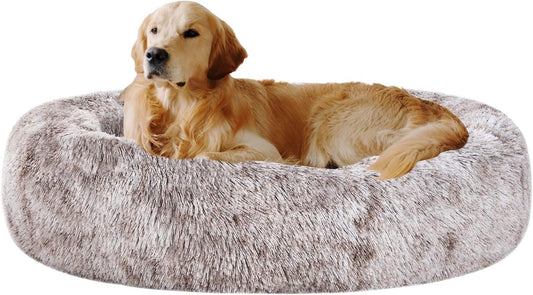 Coohom Oval Calming Donut Cuddler Dog Bed for Medium Dogs