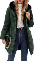 Women's Winter Fleece Lined Down Jacket - Windproof Warm Ski Coat