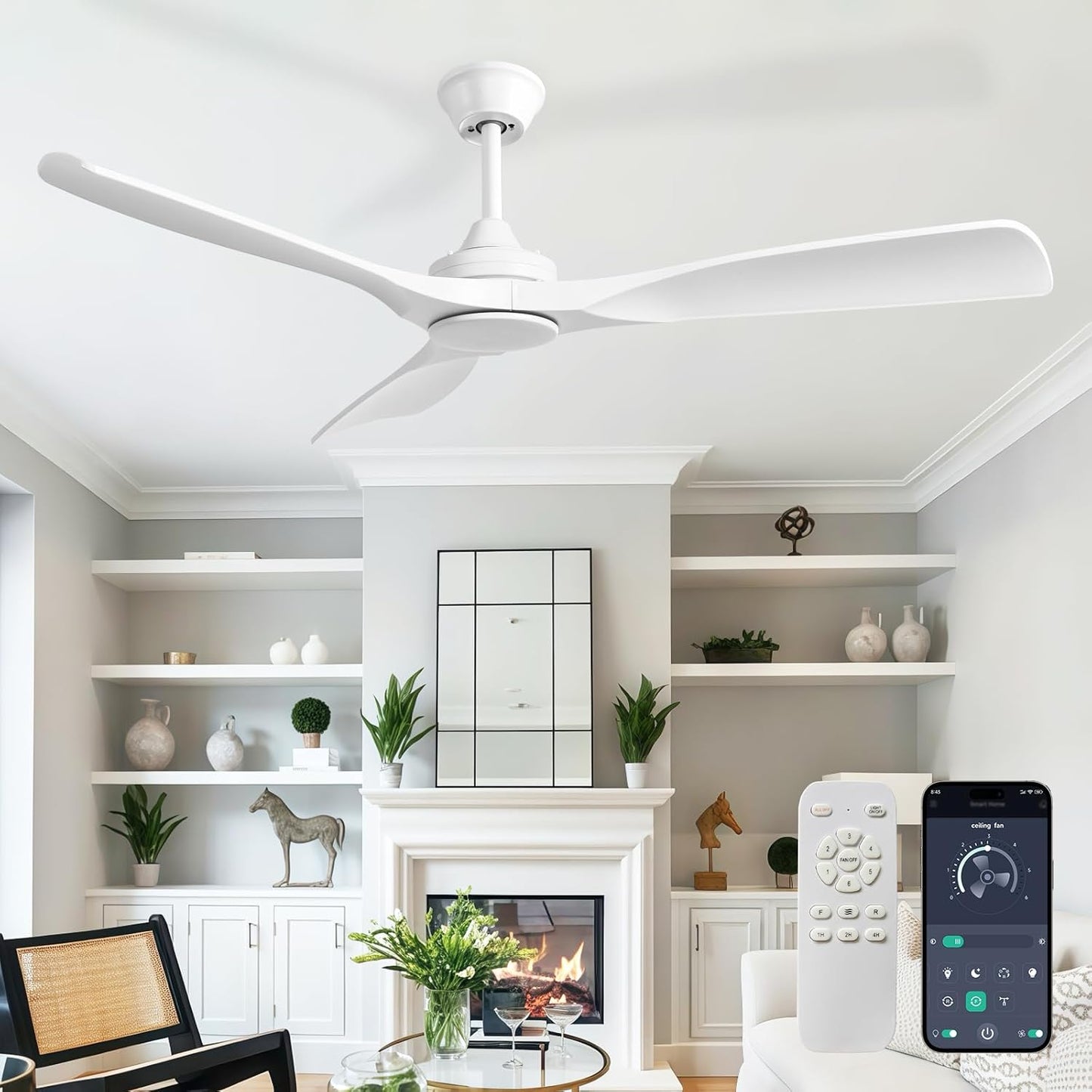Depuley 52 Inch Ceiling Fan Without Light for Indoor Outdoor Use