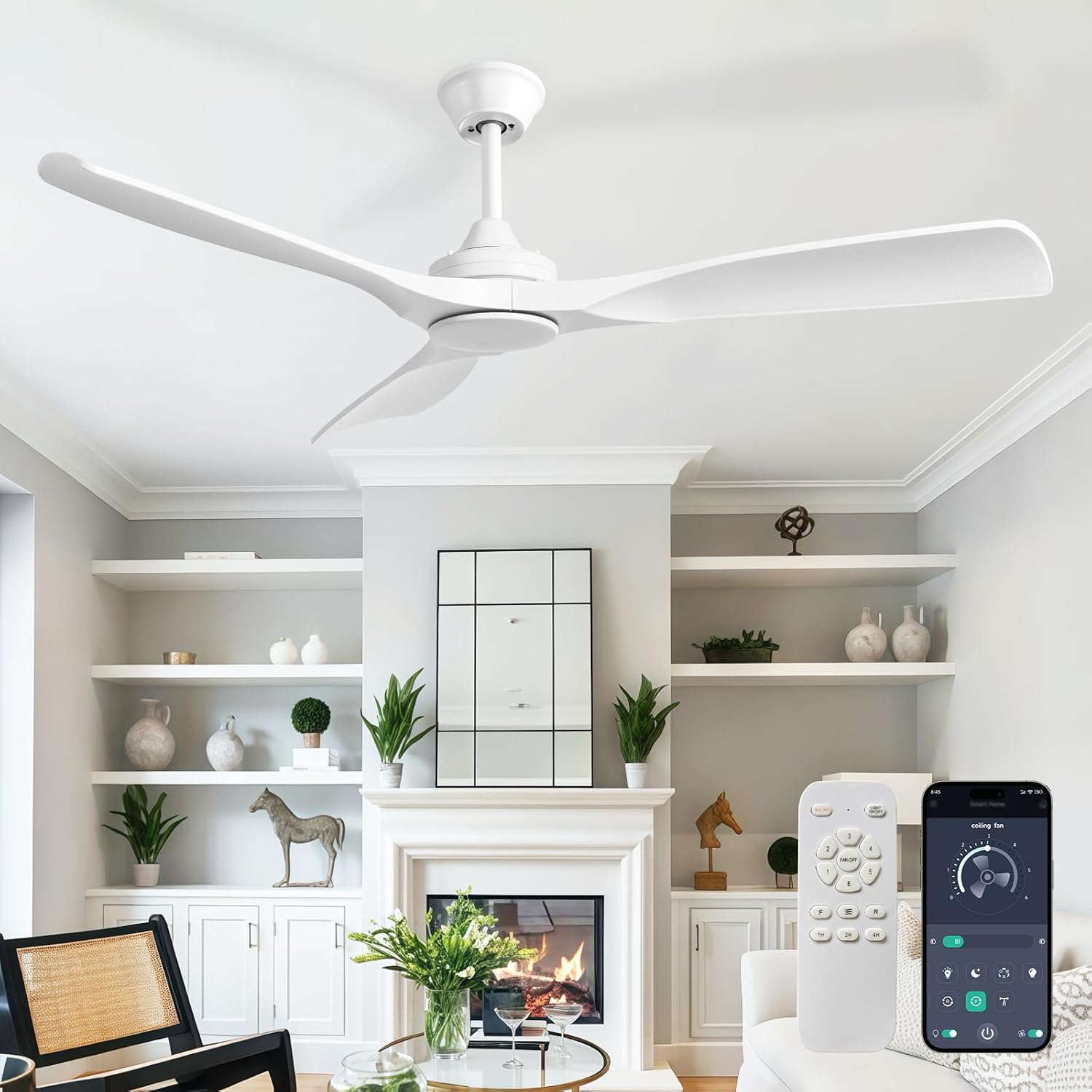 Depuley 52 Inch Ceiling Fan Without Light for Indoor Outdoor Use