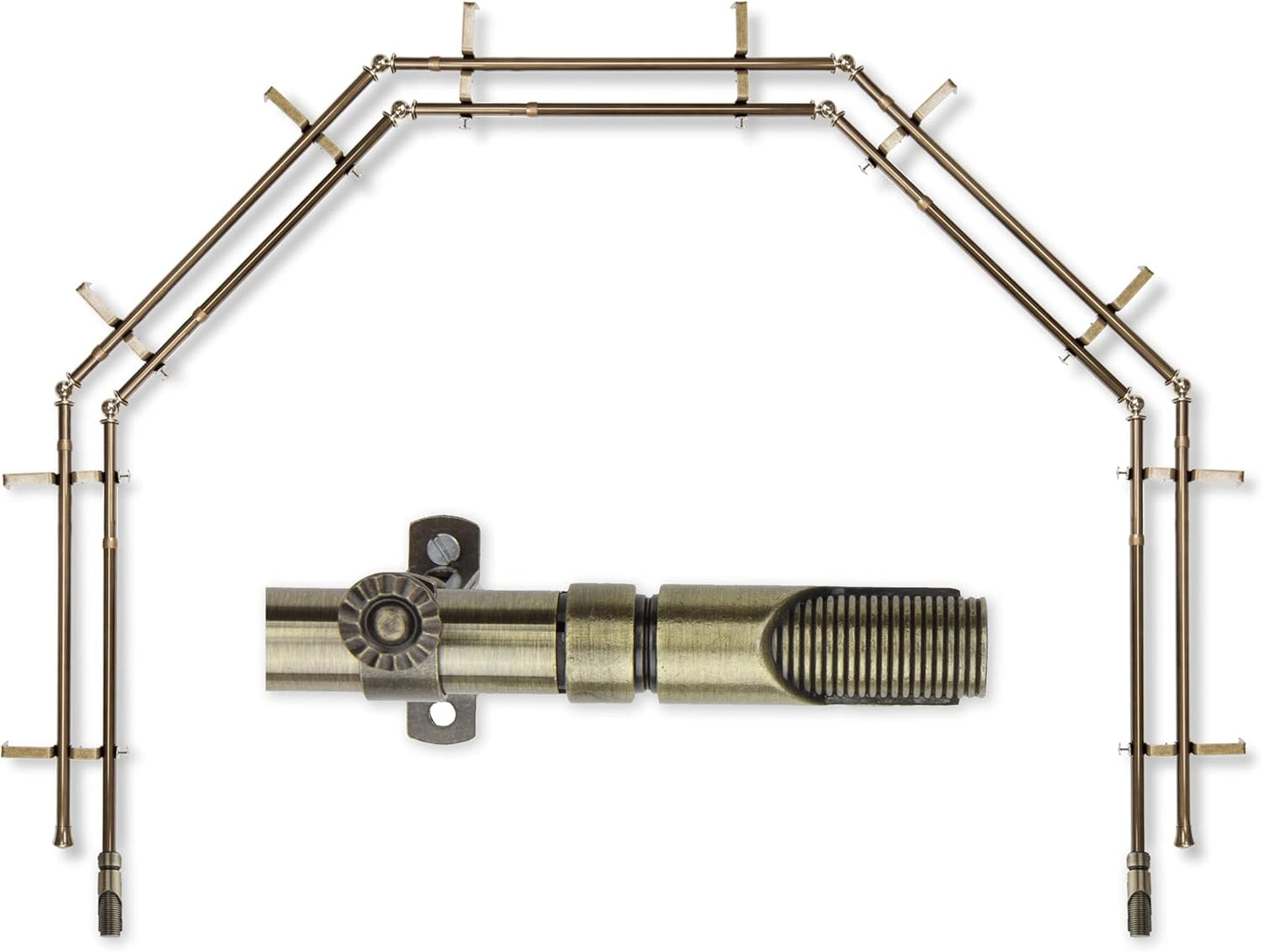 Antique Brass Bay Window Rod Set - Elegant Design