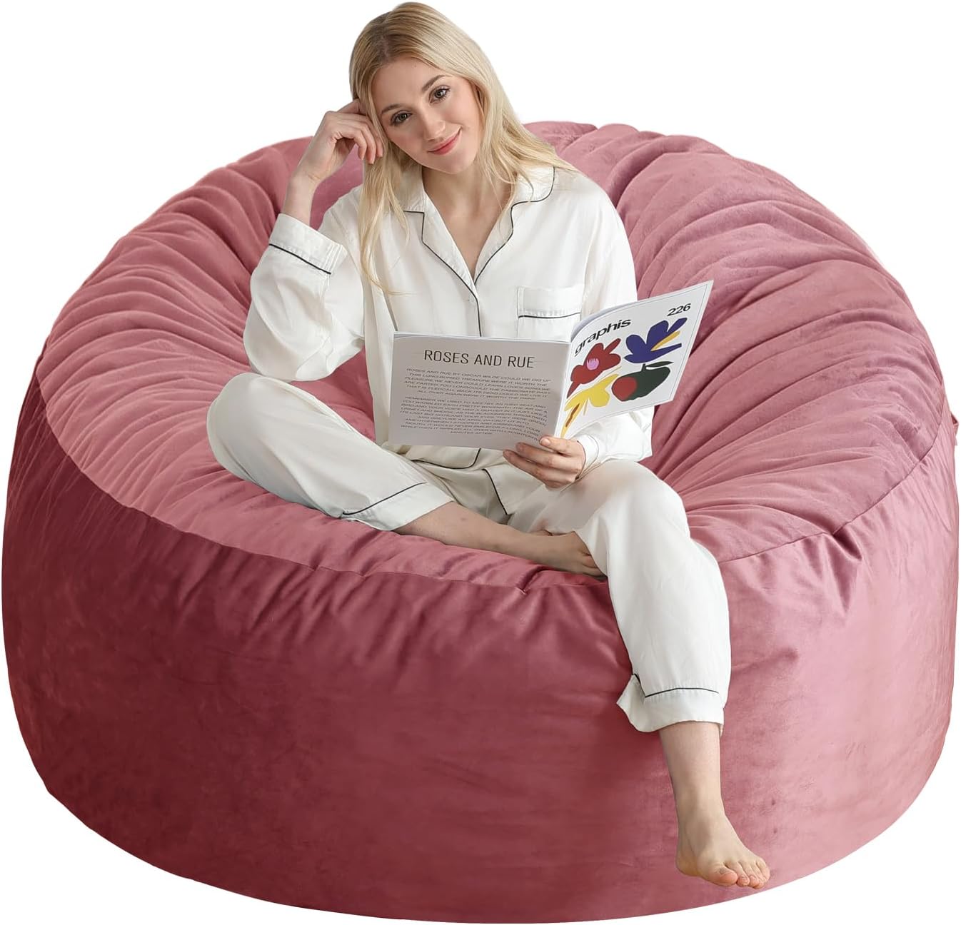 Plush Memory Foam Bean Bag Chair - Dutch Velvet Pink